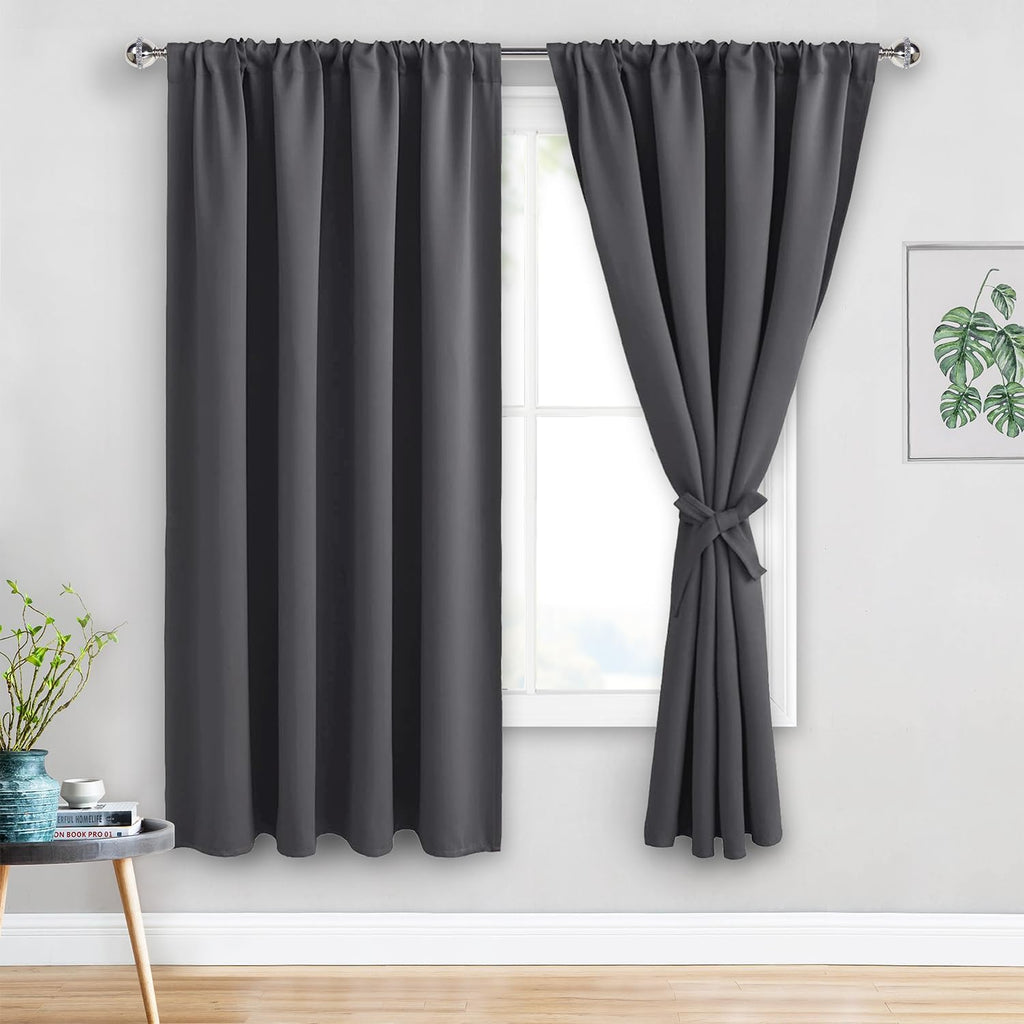 Jiuzhen Blackout Curtains for Bedroom - Thermal Insulated Room Darkening Noise Reducing, 52 x 63 Inch Length Curtains for Living Room, Set…