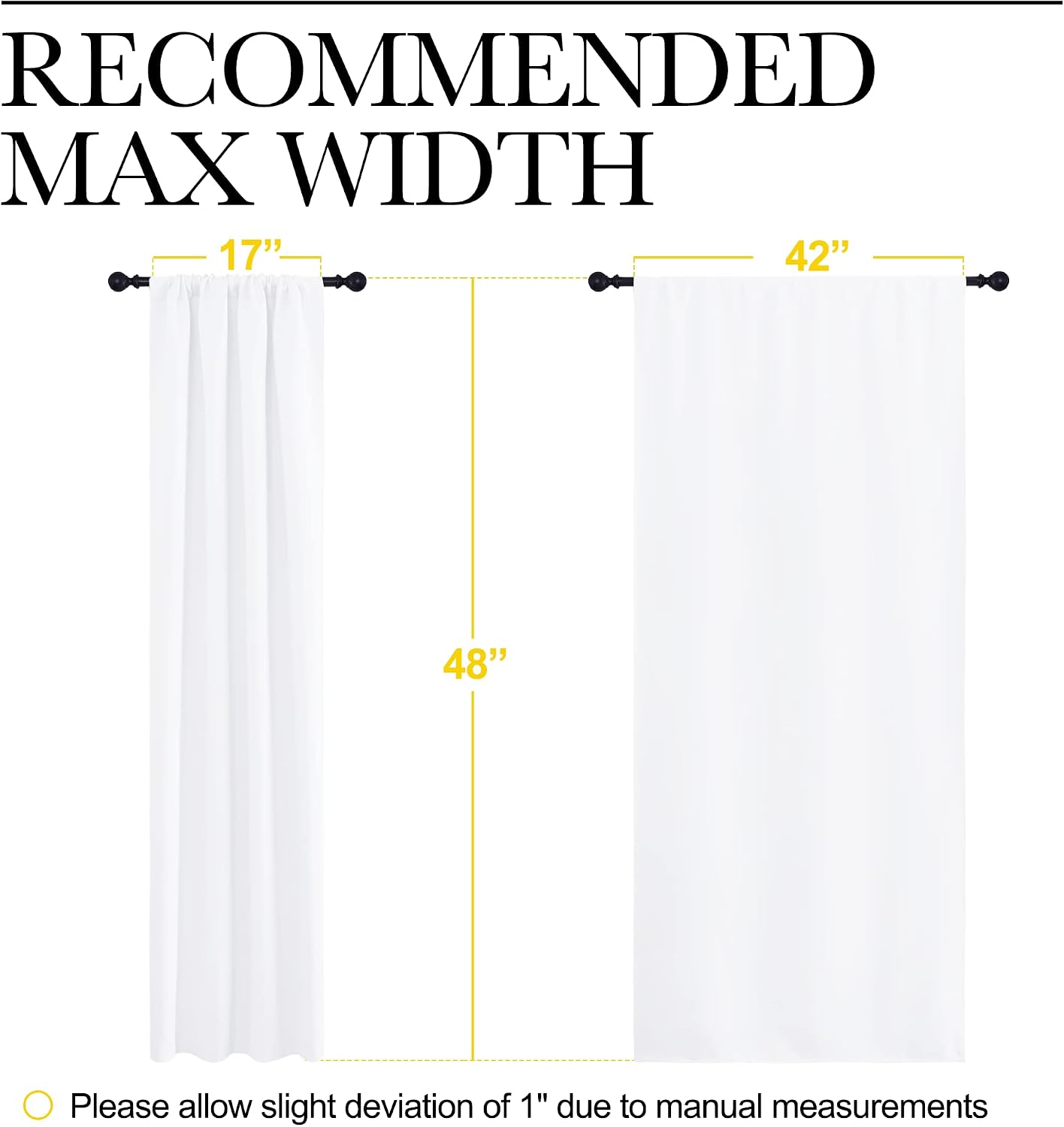 NICETOWN Window Curtain Panels - Semi Blackout Rod Pocket Curtain Set for Bedroom (White, 2 Panels, 42 by 48)