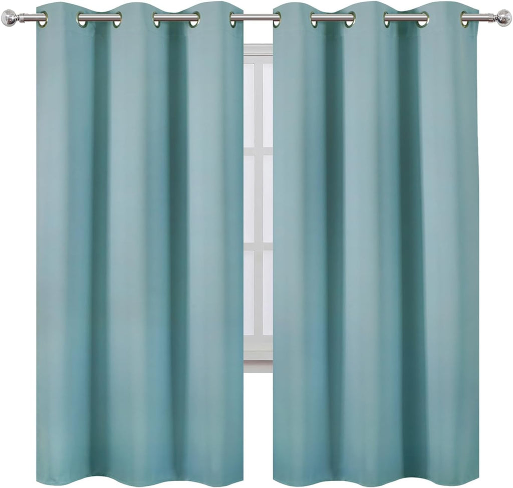 Lemomo Stone Blue Thermal Blackout Curtains/42 x 72 Inch/Set of 2 Panels Room Darkening Curtains for Bedroom 72 Inch Blue