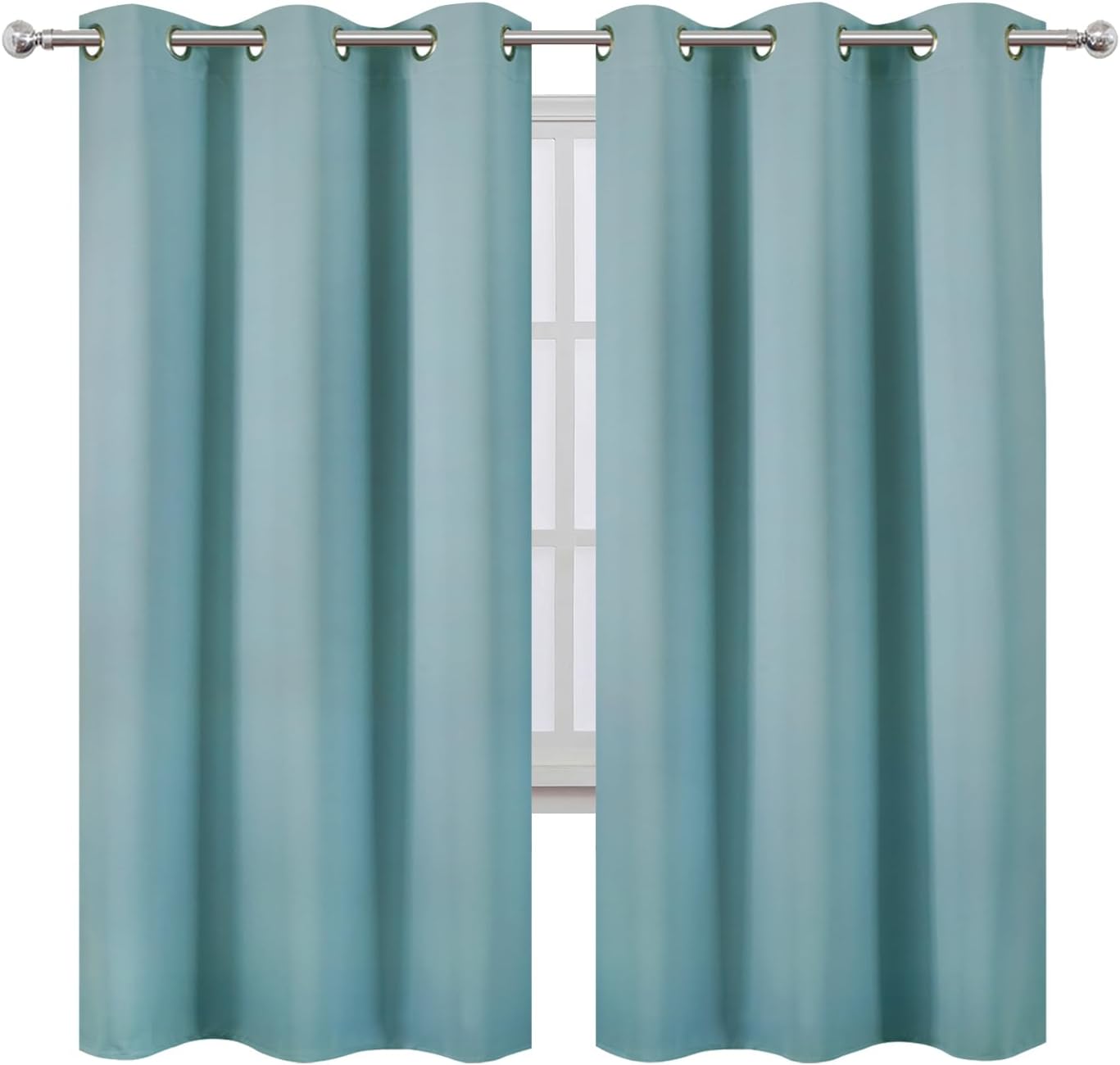 Lemomo Stone Blue Thermal Blackout Curtains/42 x 72 Inch/Set of 2 Panels Room Darkening Curtains for Bedroom 72 Inch Blue