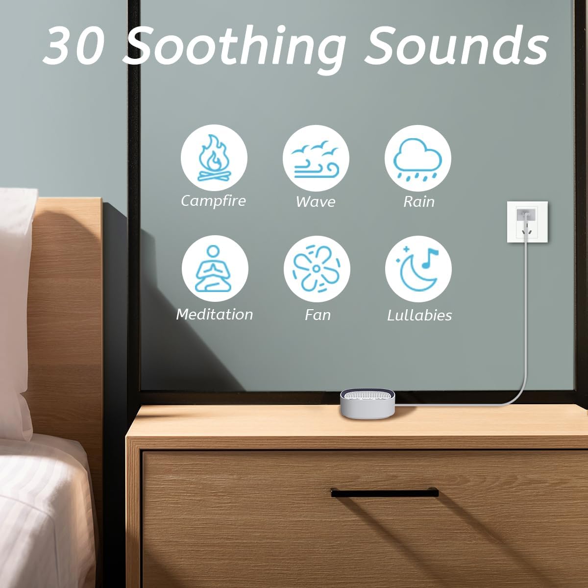 Sleep White Noise Sound Machines with 30 Soothing Sounds 3.5 mm Headphone Jack 5 Timer Settings 32 Precise Volume Memory Function Compact…