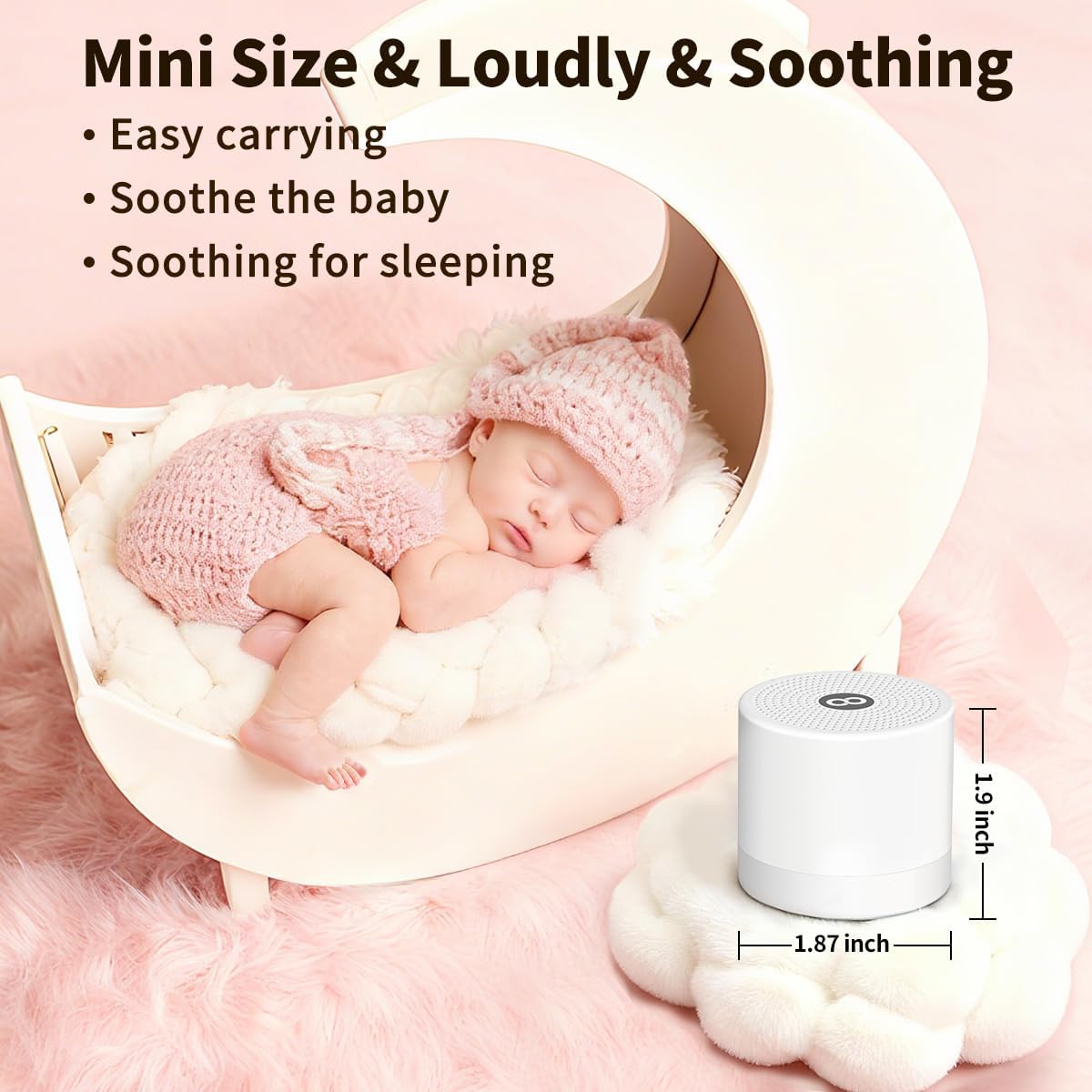 Hushingwhitenoisemachine Sound Machine Mini White Noise Machine with 30 Soothing Sounds 4 Timers Memory Function for Newborn Baby Kids Adul…