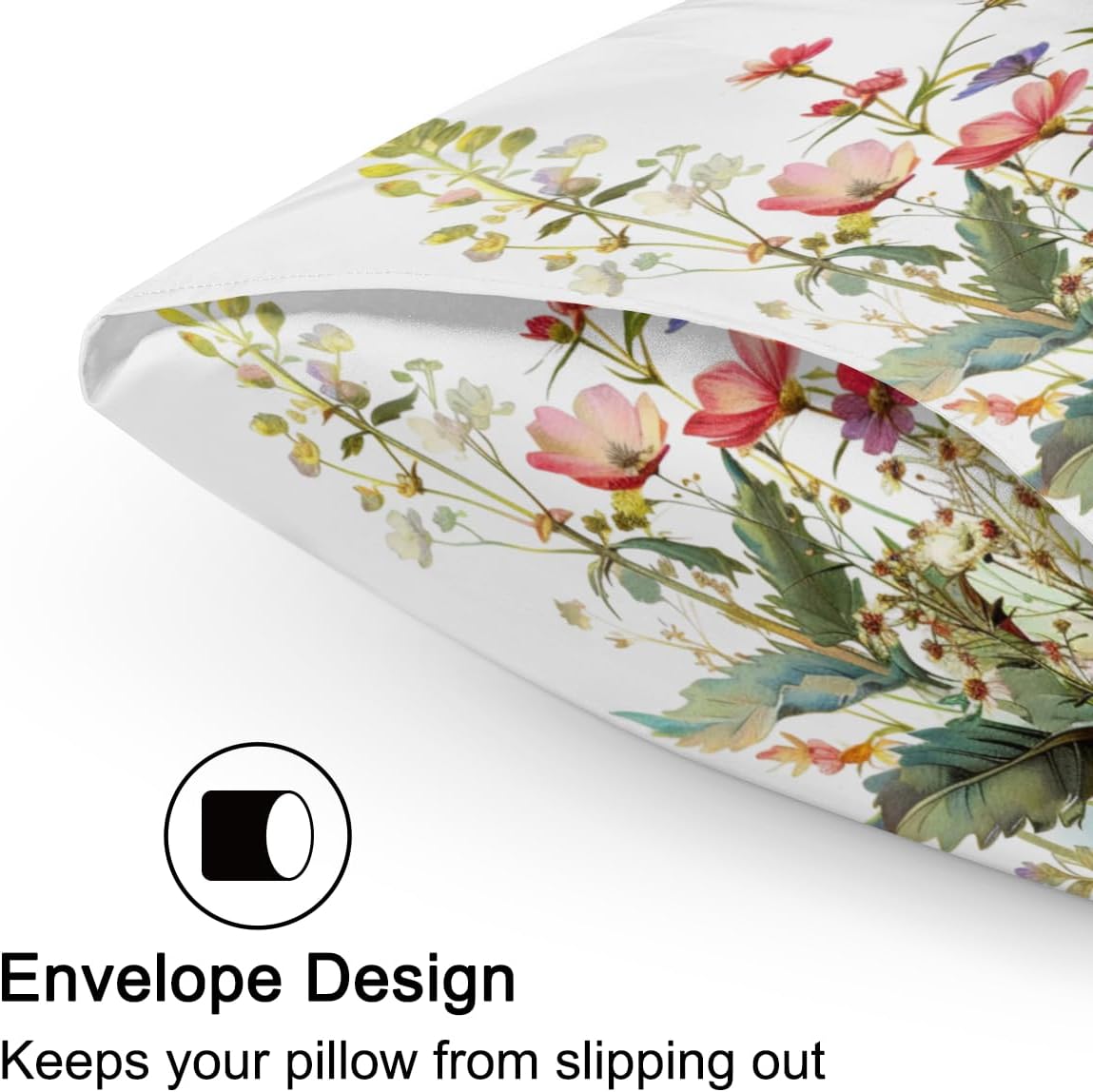 Flower Watercolor Butterfly Satin Silk Pillowcase for Hair and Skin Pillow Cases King Size Soft Silk Pillow Case with Envelope Closure…