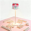 Cordless Mahjong Lamp Geometric Retro Circles Starbursts Soft Pink Coral Teal Color Small LED Lamp 3 Color Dimmable Rechargeable Lamps…