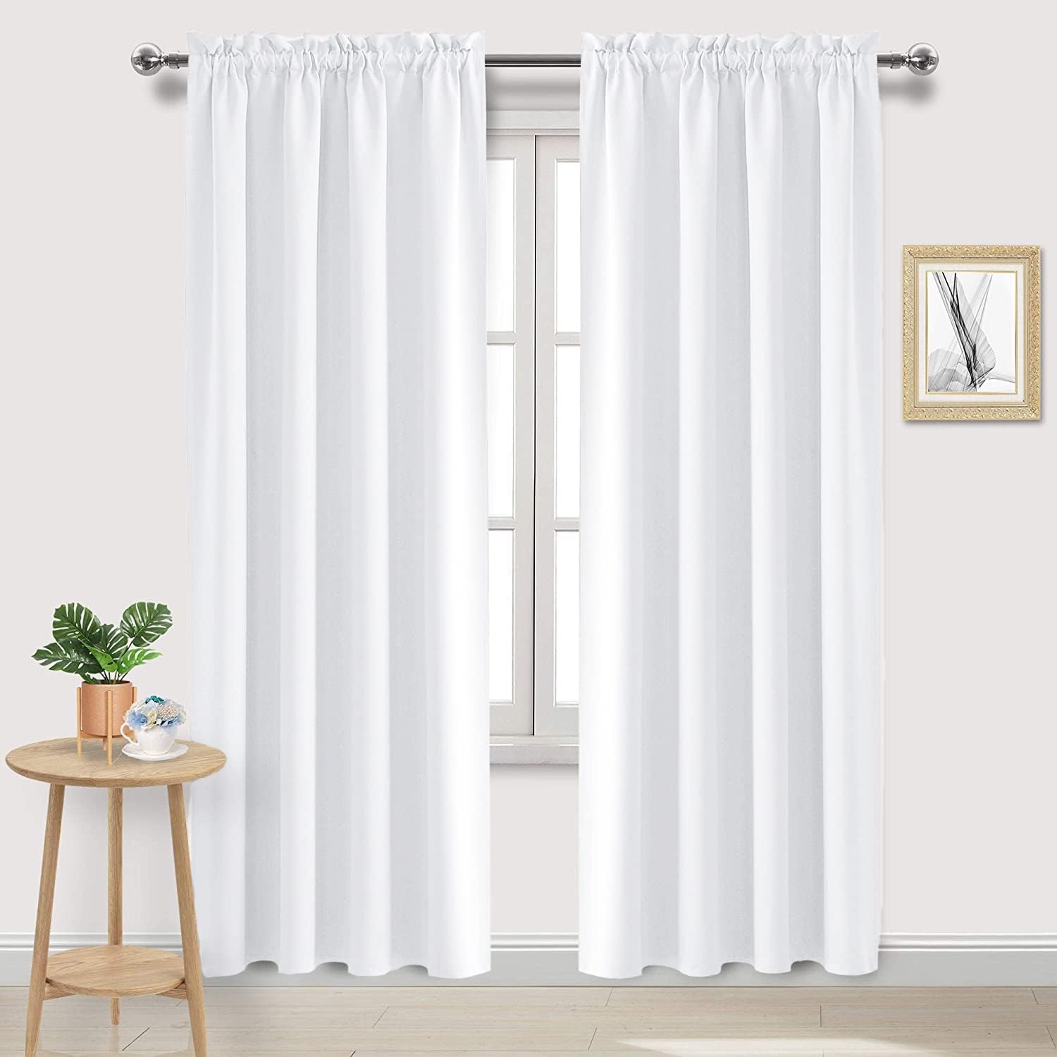 DWCN White Curtains for Living Room Thermal Insulated, 50% Light Blocking Curtains for Bedroom, Dining Room Window, W 52x L 84 Inch, Set…