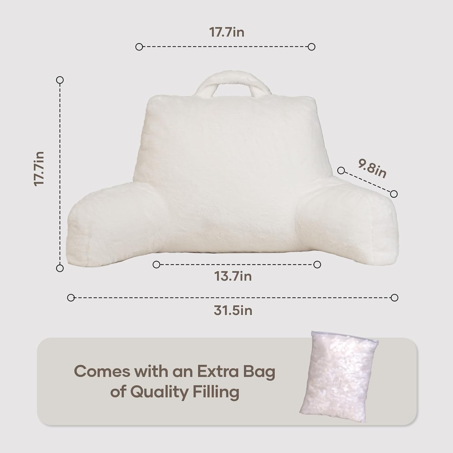 NOONTIDE Reading Pillow for Sitting up in Bed and Couch, Large Back Pillow for Adult & Teens with Soft Adjustable Neck Roll Backrest…