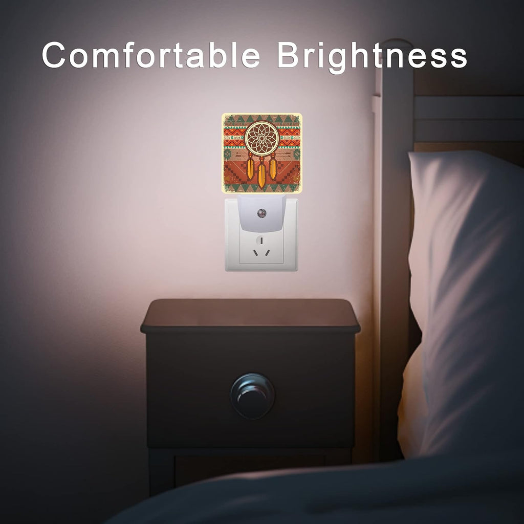 Dream Catcher Night Light, Ethnic Ornament Plug-in Night Lights with Dusk-to-Dawn Sensor for Stairway/Hallway/Bedroom 0.5W Sleep Friendly…