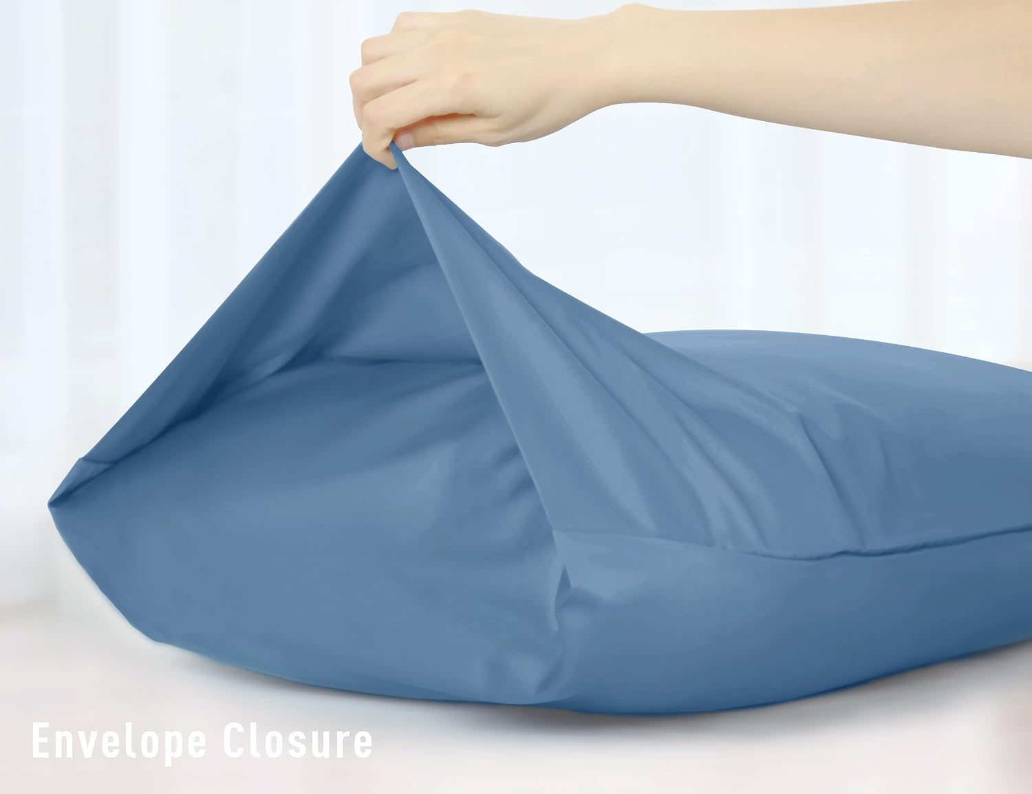 Sunflower Body Pillowcase 100% Cotton Long Pillow Cover/Case Envelope Closure 1 Pack, 20×54 inches Copen Blue, Soft and Breathable