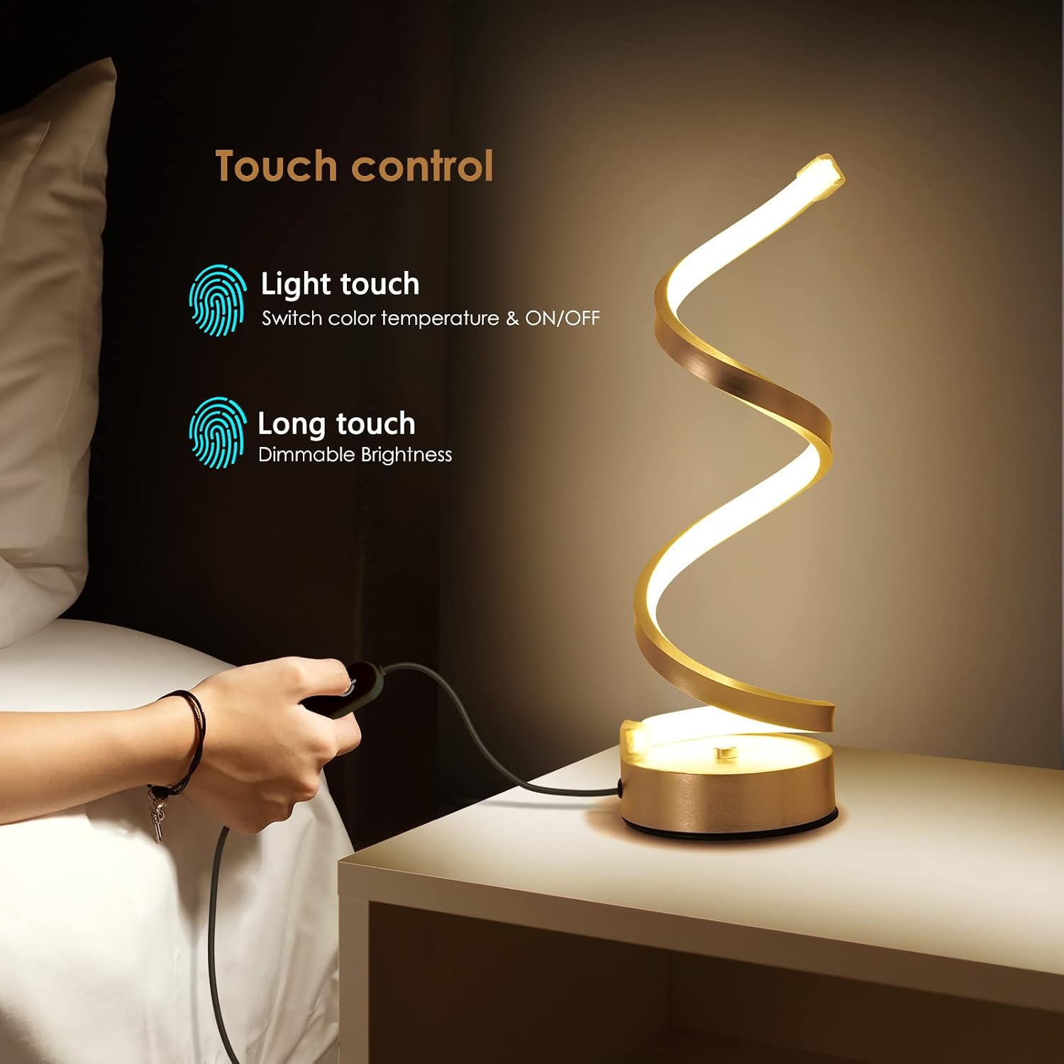 NUÜR Table Lamps for Living Room Set of 2, Silver Dimmable LED Lamp, Small Bedside Lamps, Nightstand Lamp for Bedroom Office Home Living…