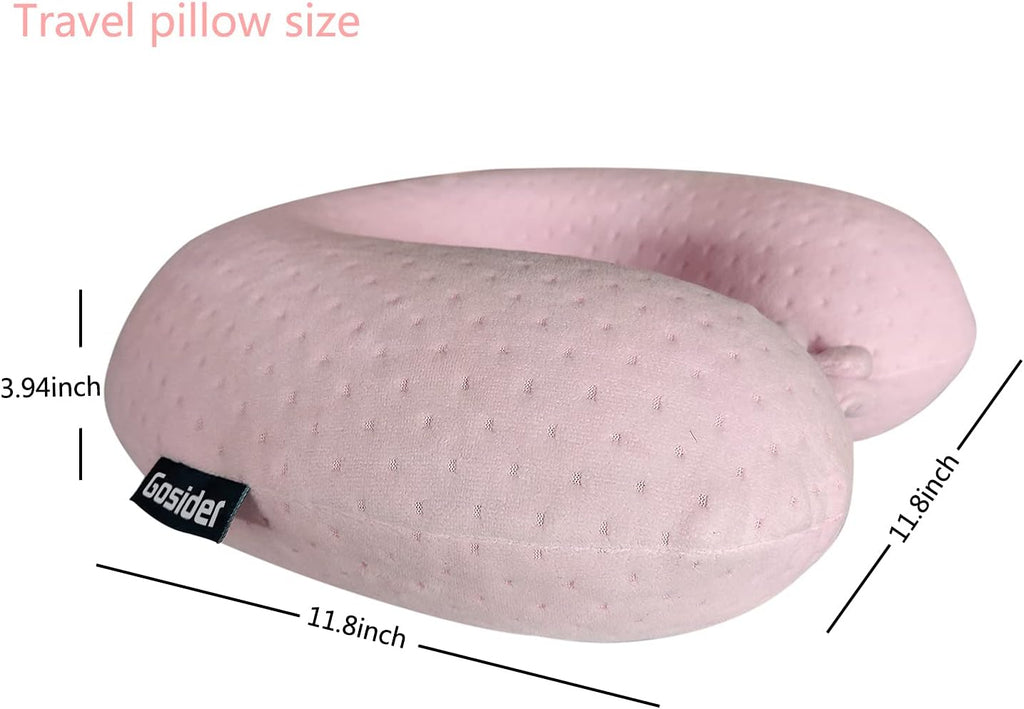 Neck Pillows for Sleeping Travel Pink Travel Pillow Comfortable U Shape Memory Foam Pillows Neck and Head Support Portable Travel Neck…