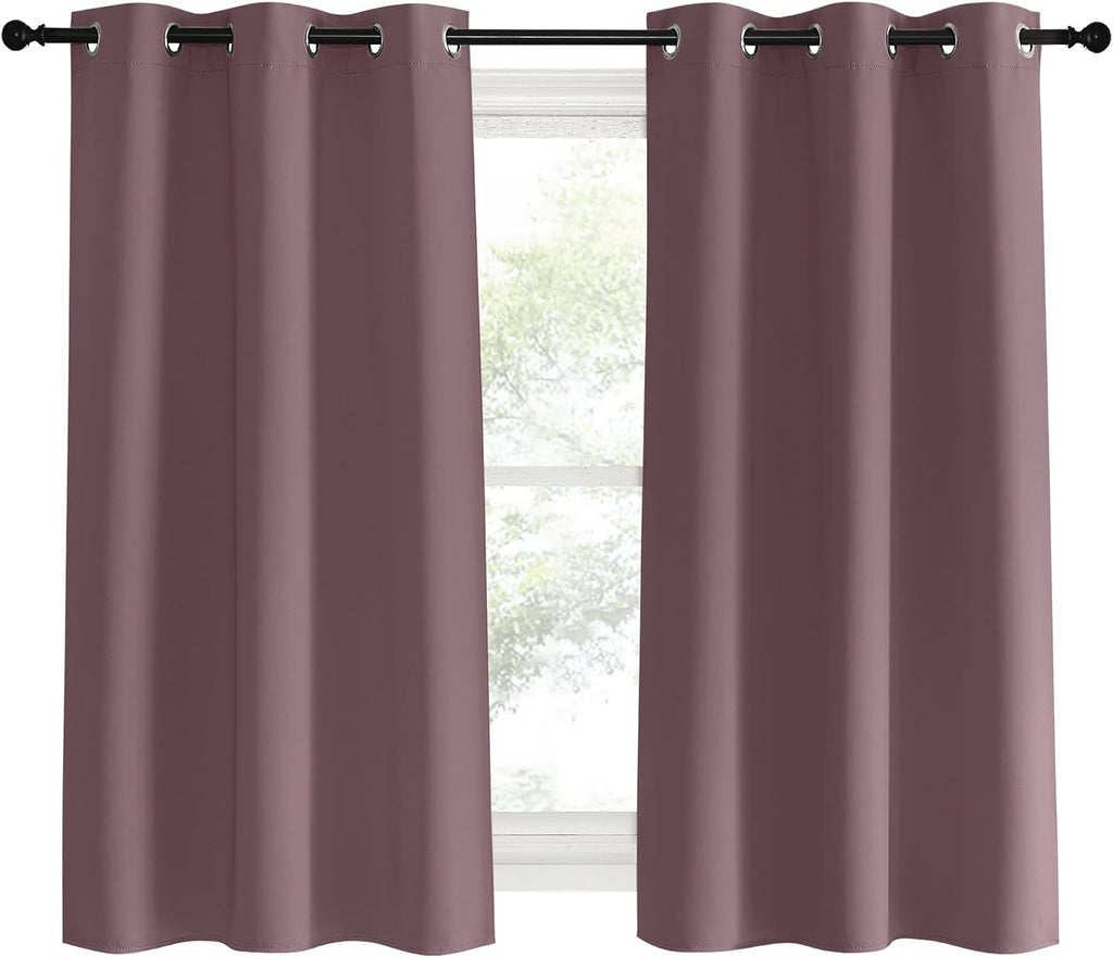 NICETOWN Kitchen Curtains, Short Curtains for Bedroom Windows, Dry Rose, 42" W by 60" L, 1 Pair, Thermal Insulated Room Darkening Curtain…