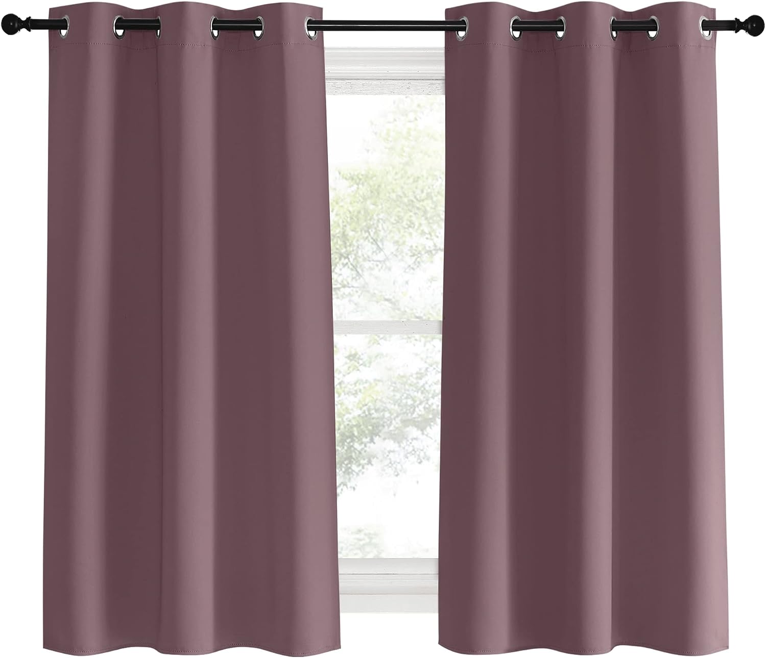 NICETOWN Kitchen Curtains, Short Curtains for Bedroom Windows, Dry Rose, 42" W by 60" L, 1 Pair, Thermal Insulated Room Darkening Curtain…