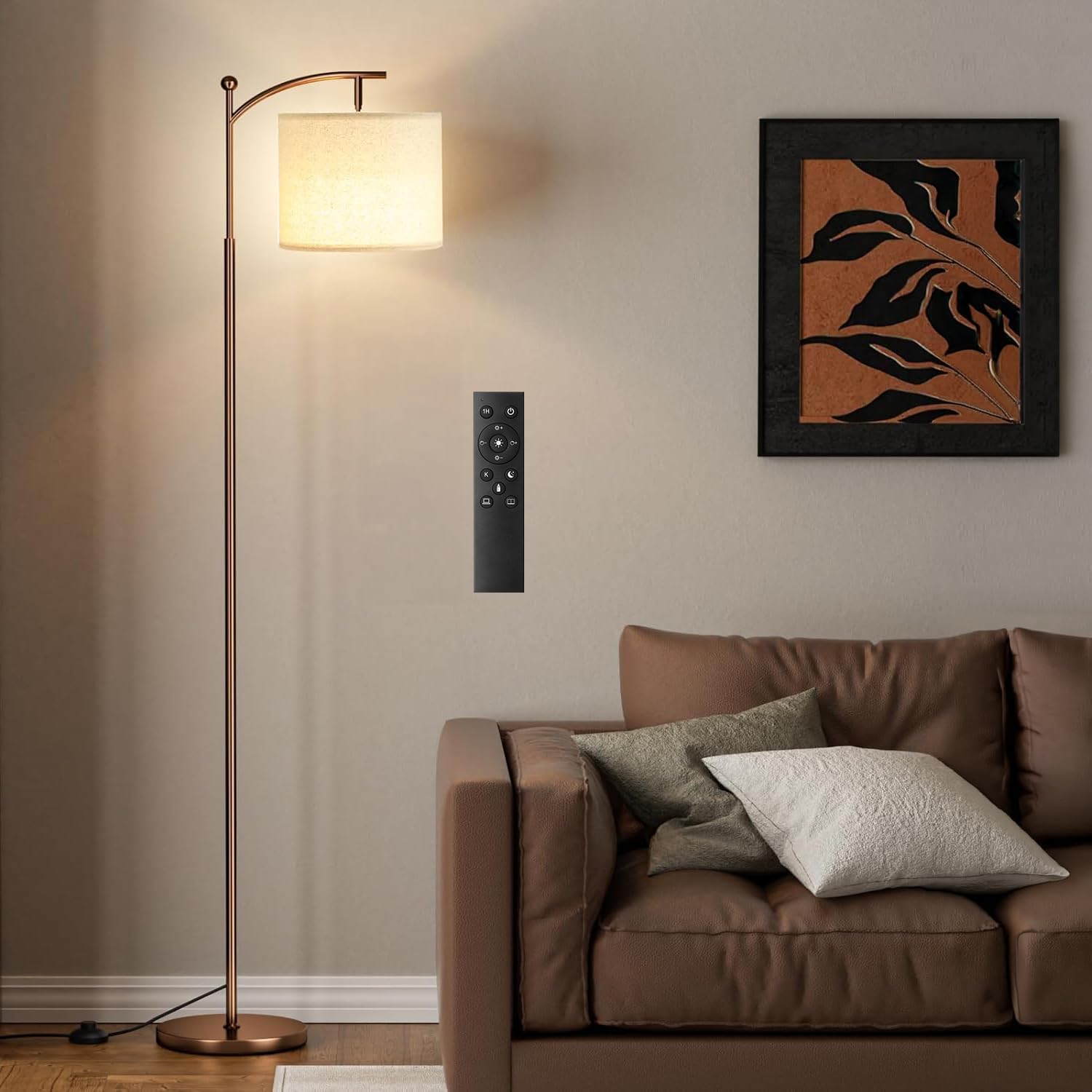 Ambimall 60" Floor Lamp with Remote Control and Stepless Dimmable Bulb, Colors Temperature & Brightness Adjustable, Modern Floor Lamps…