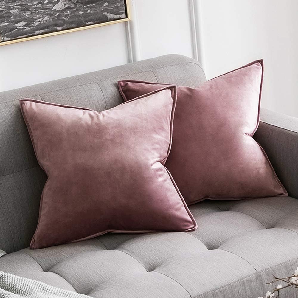 Miulee Jam Velvet Throw Pillow Covers 20x20 Soft Decorative Solid Square Cushion Cases Pack of 2 Modern Luxury Home Decor for Couch, Sofa,…