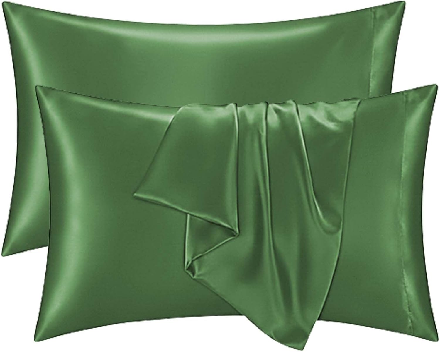 QJFabricCO Q&J Fabric Co. 2 Pack Satin Pillowcase Silk Like Pillow Cases 20x36 inch Sage Green Cooling Pillow Cases with Envelope Closure f…