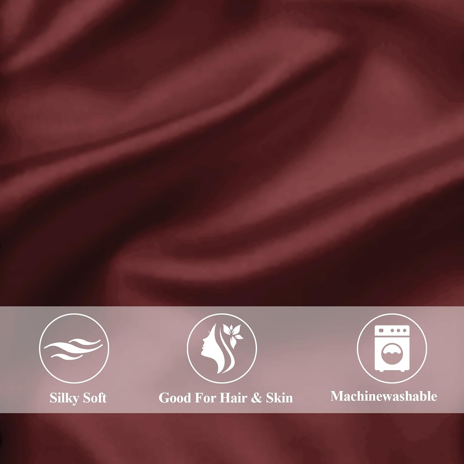 Vielit King Satin Pillowcase for Hair 2pc, Similar to Silk Pillow Cases, for Women Men, Burgundy,20x36 & Envelope Closure and 2 Satin Scrunch…