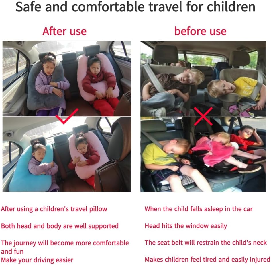 FHSGGP Travel Pillow Cushion for The Back Seat of Car Car Pillow for Kids A Sleeping Artifact Suitable for Long-Distance Travel of Adults…