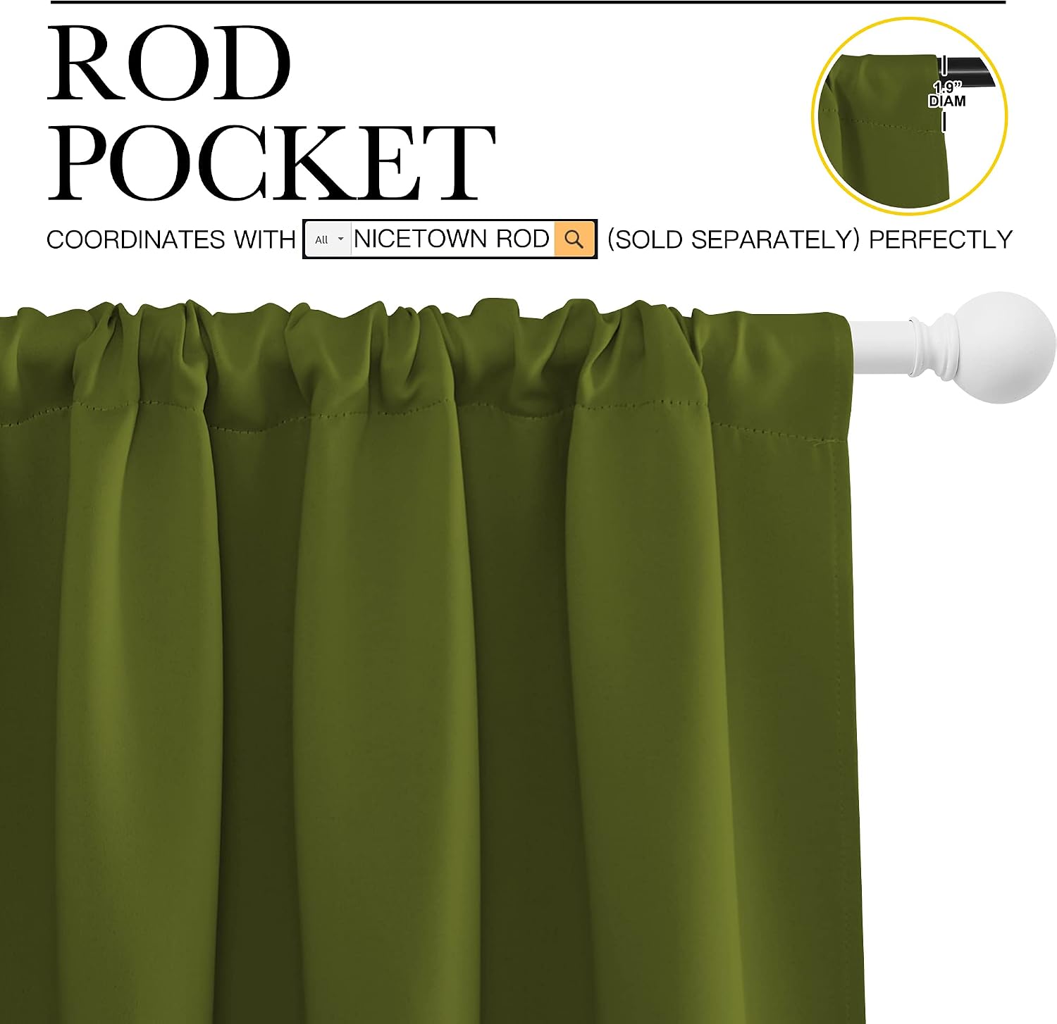 NICETOWN Blackout Draperies and Curtains, Thermal Insulated Window Decoration Blackout Drapes for Kid's Room (Olive Green, 1 Pair, 52 x…