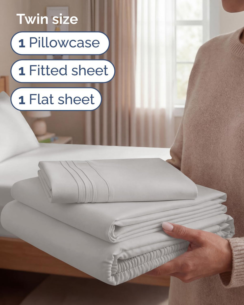 Twin Size 3 Piece Sheet Set - Comfy Breathable & Cooling Sheets - Hotel Luxury Bed Sheets for Women & Men - Deep Pockets, Easy-Fit, Soft…