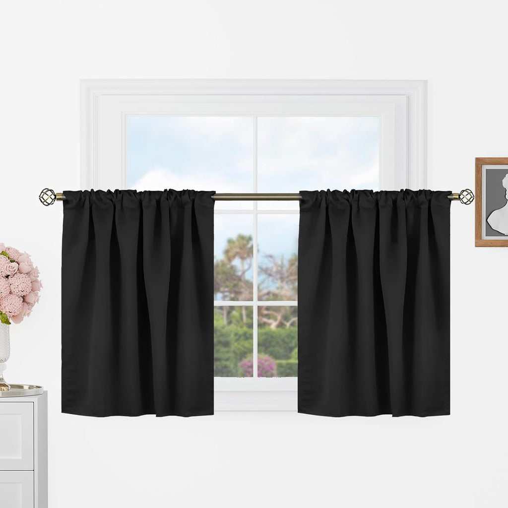 BGment Cafe Curtains 24 Inch Length for Half Window - 34 x 24 inch Short Black Out Curtains Privacy Thermal Insulated Rod Pocket and Back T…