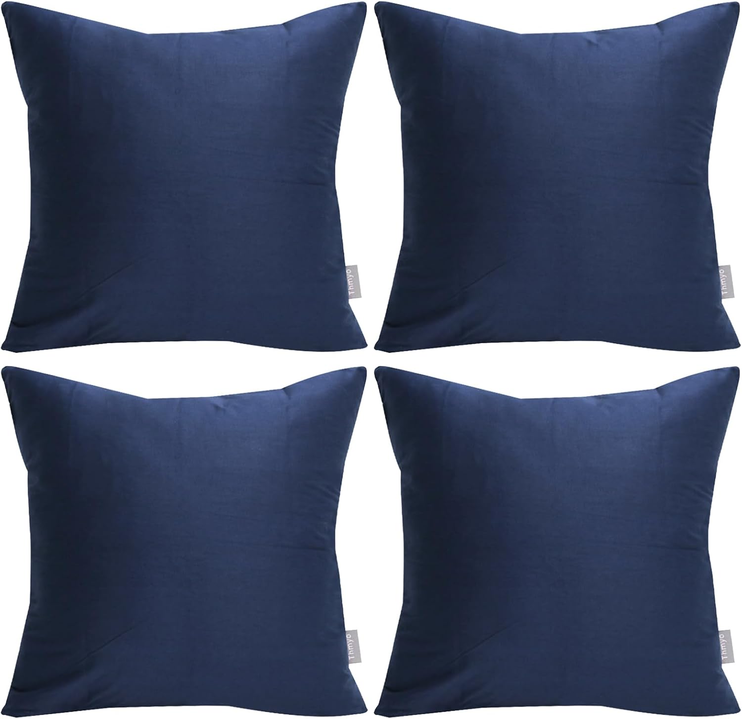 Thmyo 4-Pack 100% Cotton Comfortable Solid Decorative Throw Pillow Case Square Cushion Cover Pillowcase Sublimation Blank Pillow Covers Chr…