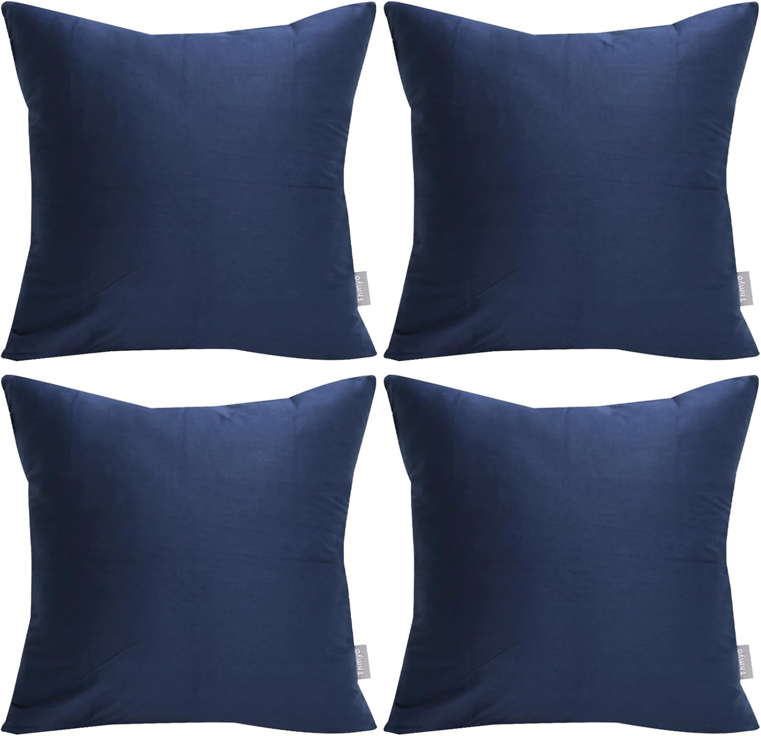 Thmyo 4-Pack 100% Cotton Comfortable Solid Decorative Throw Pillow Case Square Cushion Cover Pillowcase Sublimation Blank Pillow Covers Chr…