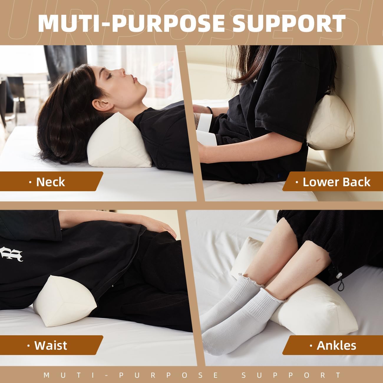 Buckwheat Pillow - Adjustable Buckwheat Neck Pillow(17x6) to Provide Firm Support, Neck Roll Pillow for Side and Back Sleepers, Bolster…