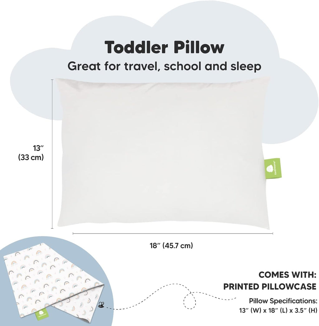 Toddler Pillow with Pillowcase - 13x18 My Little Dreamy Kids Travel Bed Pillows for Sleeping, Organic Cotton Small Pillowcase, Soft &…