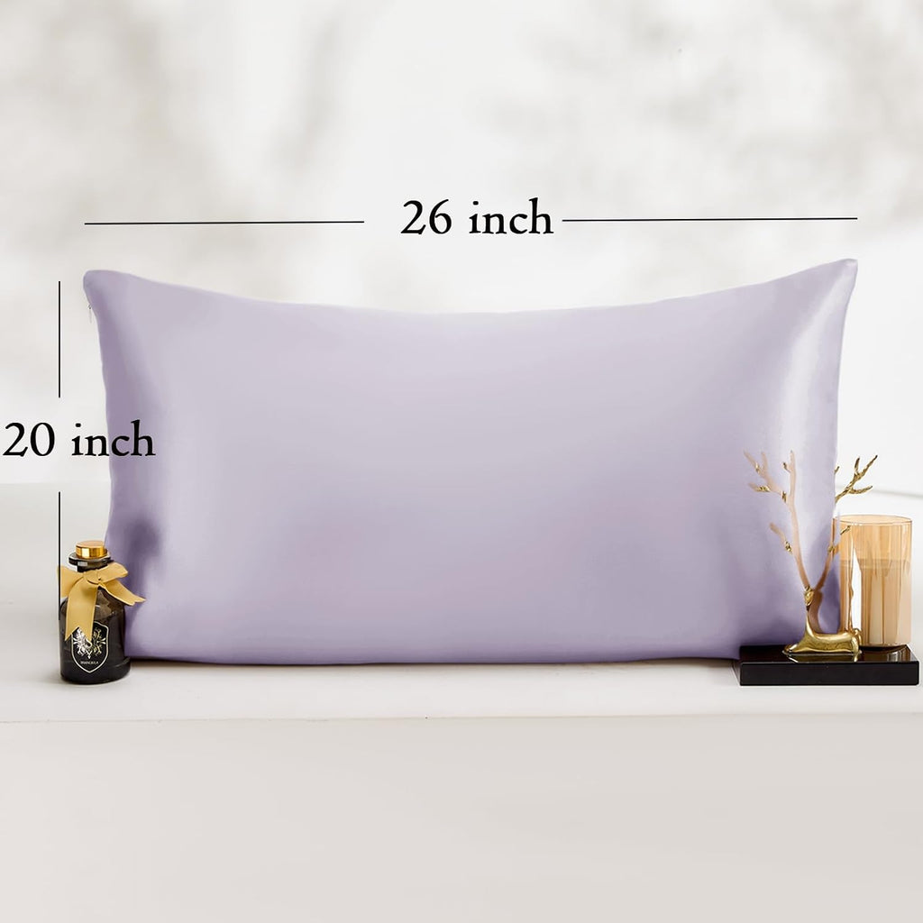 Vielit Standard Satin Pillowcase for Hair 2pc, Similar to Silk Pillow Cases, for Women Men, Lavandar,20x26 & Envelope Closure and 2 Satin Scr…