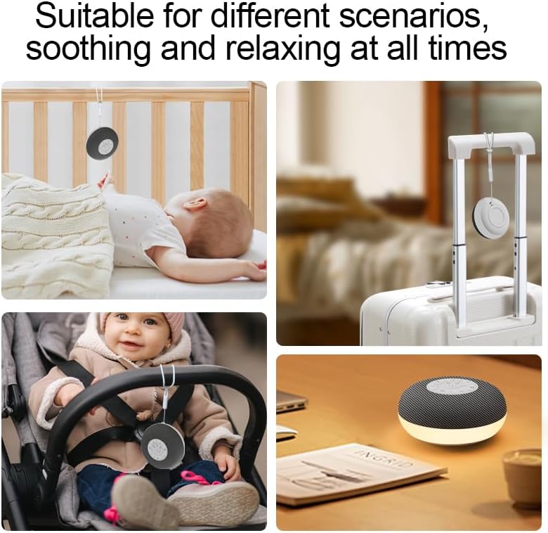 yewei YEVIK Portable Sound Machine for Baby Sleep & Travel, 39 Soothing Sounds with Night Light, USB-C Rechargeable, Timer, White Noise Mak…