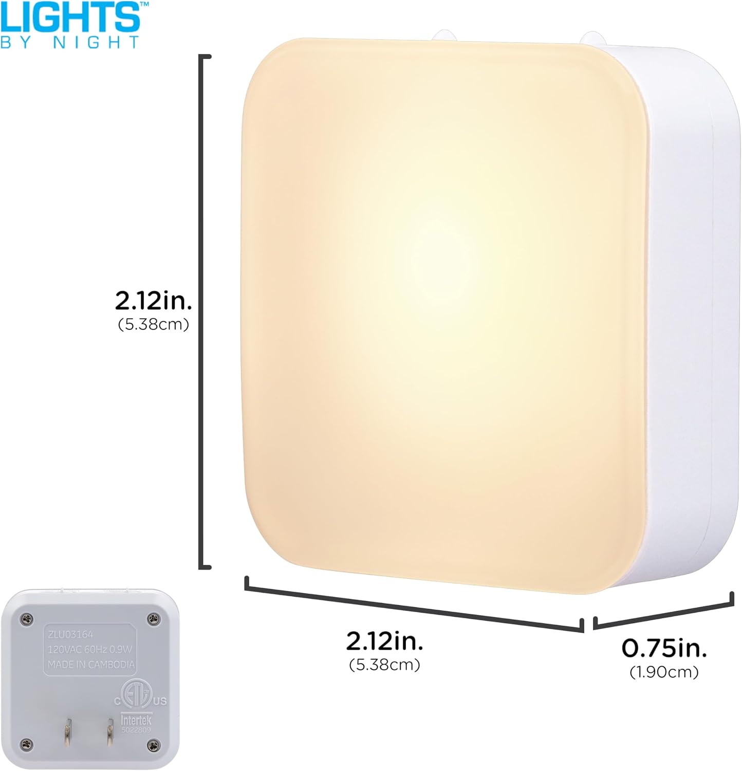 Lights by Night Dimmable LED Night Light, Plug-in, Dusk to Dawn Sensor, Adjustable, Compact, 4 Settings, Ambient Lighting, for Kids or…