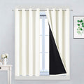 Yakamok 100% Blackout Curtains with Black Liners, Thermal Insulated, Noise Reduction, Soundproof, 2 Panels, 52"W x 63"L, Beige 1.6 inch Bla…