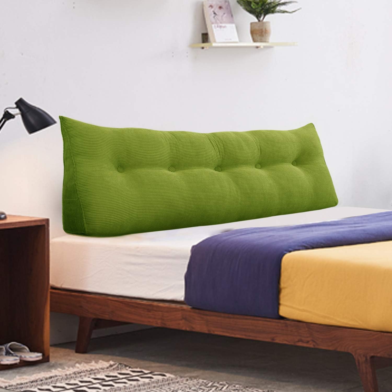 Daneey Headboard Pillow Queen, Triangular Wedge Headboard Pillow with Soft Corduroy Fabric, Wedge Bed Backrest Pillow for Sitting Up, Readi…