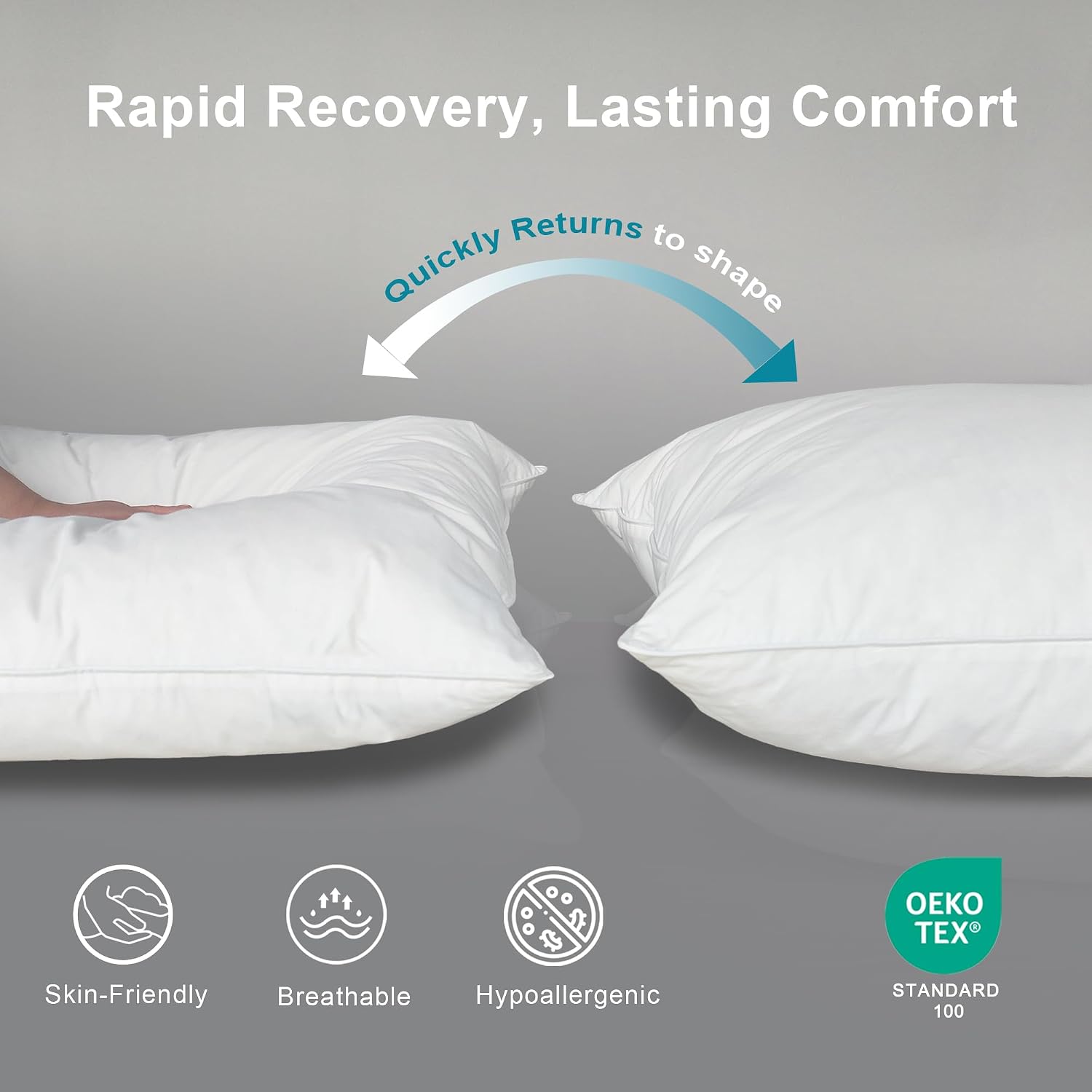 Goose Down Pillow, Hotel Quality with Feather Fill, 750 Fill Power King Size - 2 Pack with Pillowcase for Master Bedroom, Support for…
