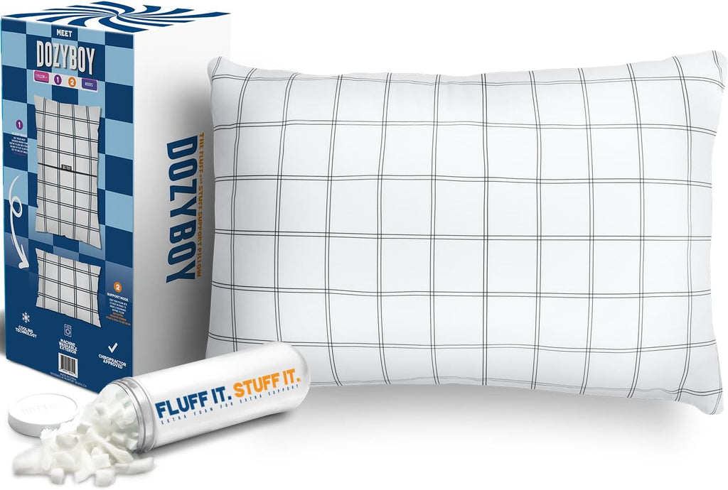 Fluff and Stuff Comfort Pillow | Queen Size Memory Foam Pillows, Chiropractor Designed and Approved 2-in-1 Back Support and Bed Pillows |…