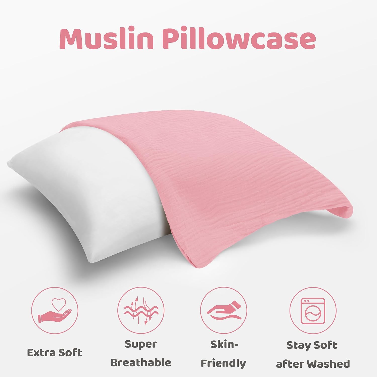 ProGoleem Pro Goleem Toddler Pillow with 100% Muslin Cotton Pillowcase – 13x18 Ultra Soft, Breathable & Machine Washable Kids Pillow for Sl…