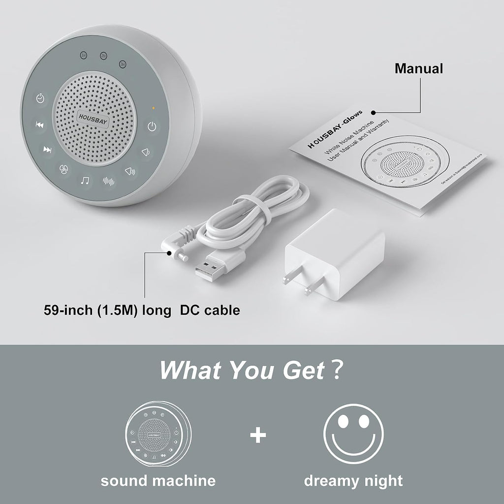 Housbay White Noise Sound Machine, 31 Soothing Sounds, 5W Loud Stereo Sound, Sleep Timer, Small Travel Sleep Machine & Noise Canceling…