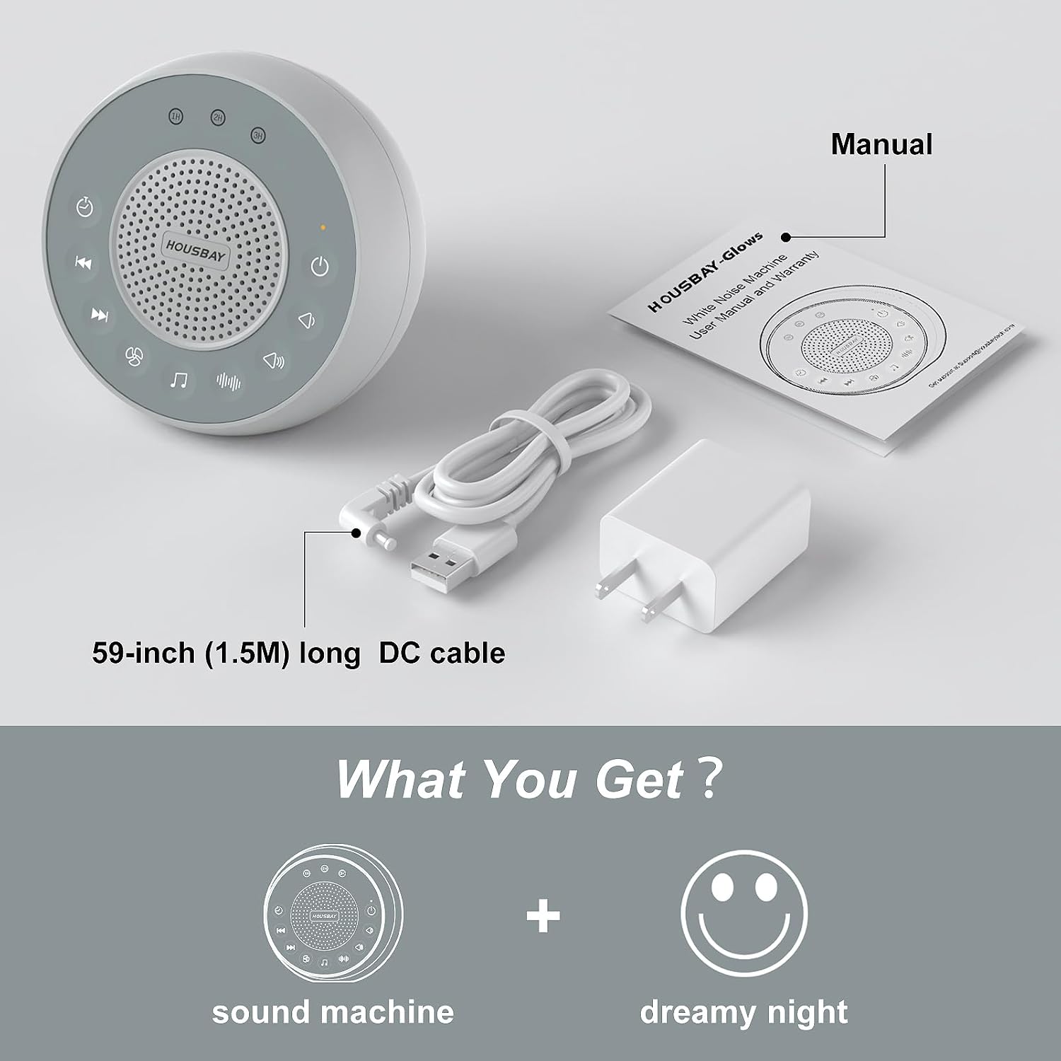 Housbay White Noise Sound Machine, 31 Soothing Sounds, 5W Loud Stereo Sound, Sleep Timer, Small Travel Sleep Machine & Noise Canceling…