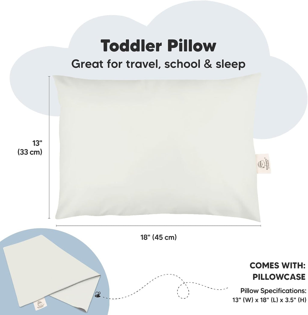Toddler Pillow with Pillowcase - 13x18 My Little Dreamy Kids Travel Bed Pillows for Sleeping, Organic Cotton Small Pillowcase, Soft &…
