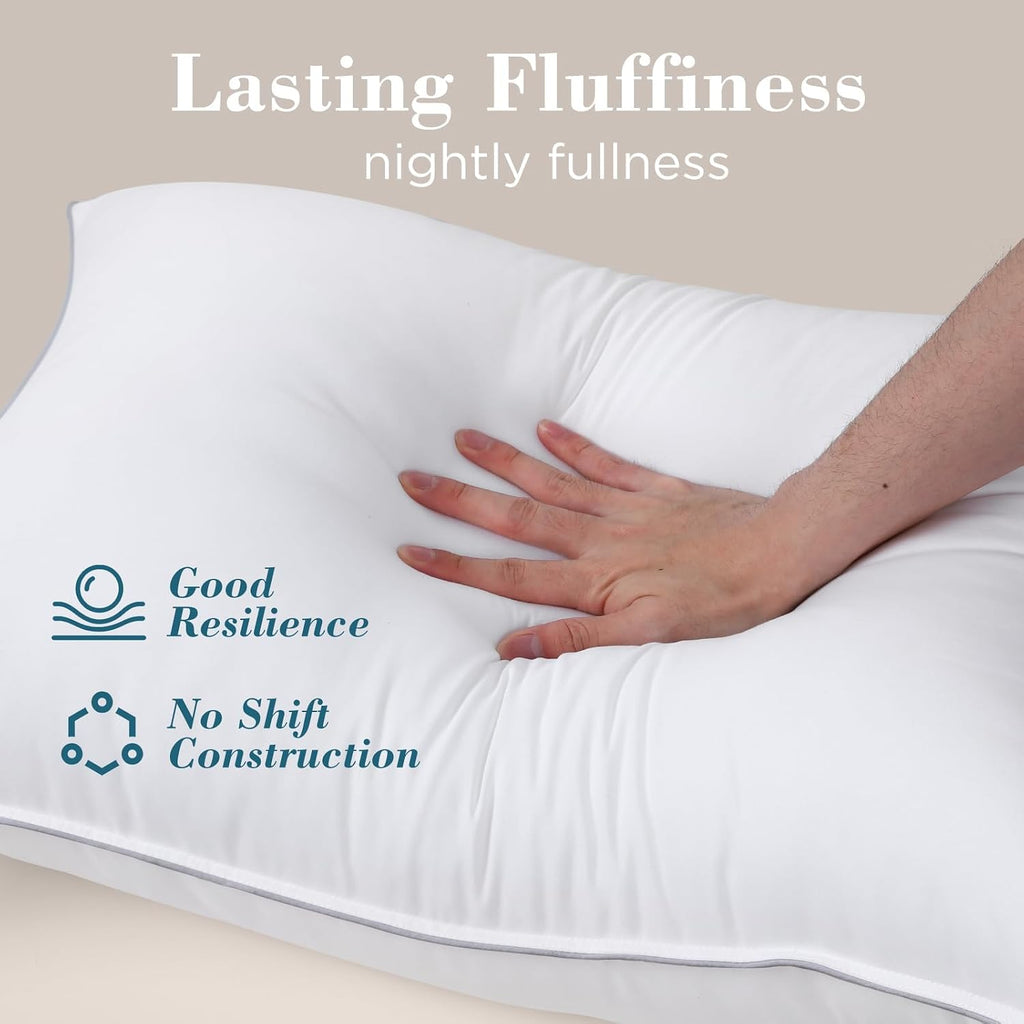 Viewstar Bed Pillows Different Size Set of 2, Hotel Collection, Down Alternative Pillow for Back, Stomach or Side Sleepers, Double Stitch W…