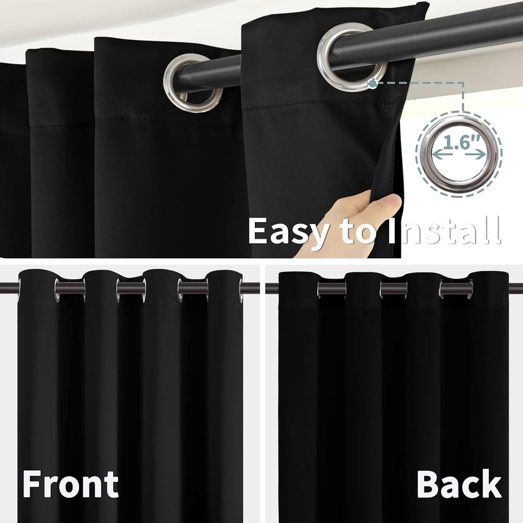 BGment Thermal Insulated 100% Blackout Curtains for Bedroom with Black Liner, Double Layer Full Room Darkening Noise Reducing Grommet Curta…