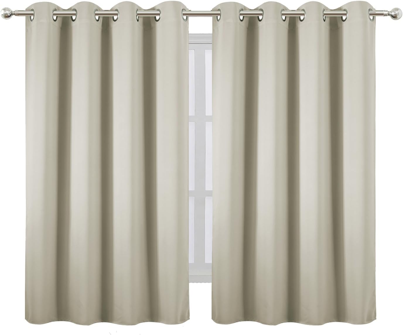 Lemomo Blackout Curtains 66 x 54 Inch Long Light Beige Curtains Set of 2 Panels Room Darkening Curtains for Bedroom and Living Room 54 Inch…