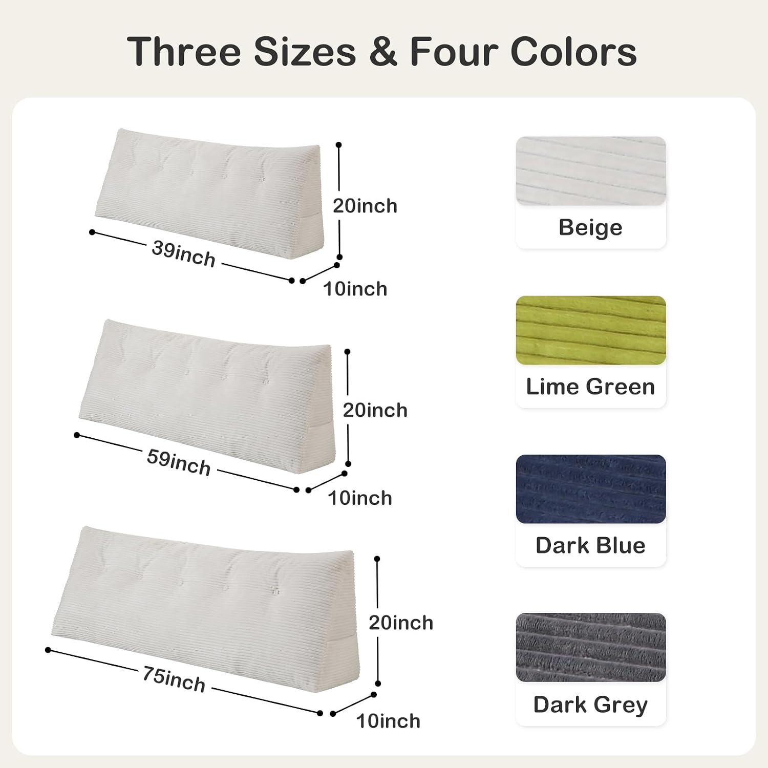Headboard Pillow Twin, Wedge Headboard Pillow for Bed Sofa, Triangular Backrest Pillow with Removable Cover for Reading, Working…