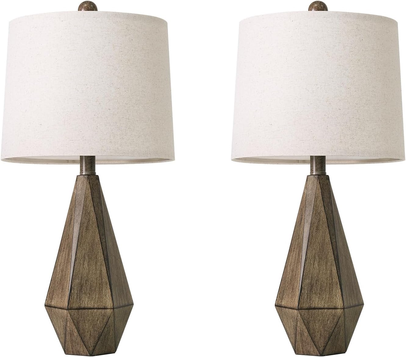 PoKat 23.5'' Table Lamps Set of 2 for Bedroom, Farmhouse Nightstand Lamps for Living Room, Rustic Bedside Lamps with Linen Lampshade for…