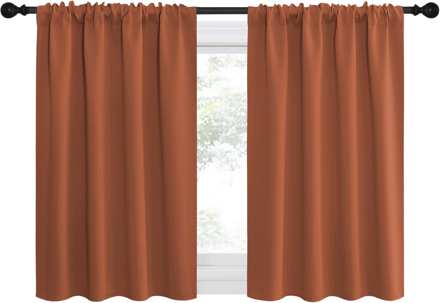 NICETOWN Blackout Curtains and Drapes - Thermal Insulated Solid Rod Pocket Blackout Draperies/Panels (Burnt Orange, 1 Pair, 42 by 36 inches)