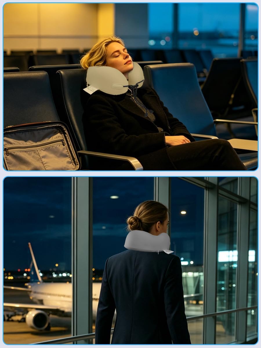 Nlqs Travel Neck Pillow for Airplanes, Natural Latex Neck Pillow, Comfortable Body Positioner, Supports Head and Neck, Travel Essentials fo…