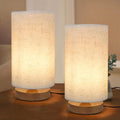 Table Lamps for Bedrooms Set of 2, Minimalist Bedside Lamps Set with Round Fabric Linen Shade, Reading Small Desk Lamp Set of 2 for Kids…
