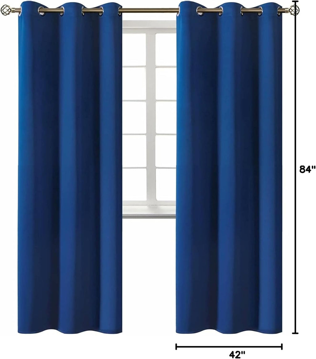 BGment Blackout Curtains for Bedroom - Grommet Thermal Insulated Room Darkening Curtains for Living Room, 42 x 84 Inch, 2 Panels, Royal Blu…