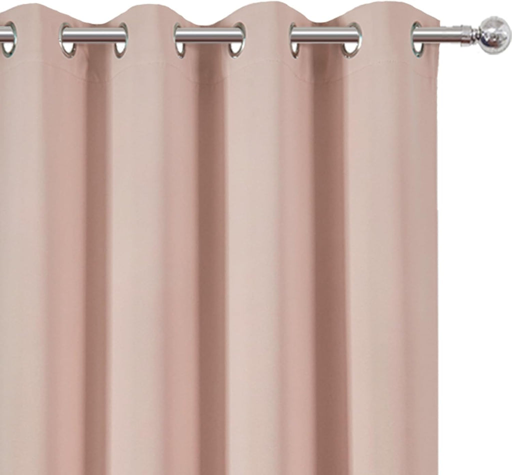 Lemomo Blackout Curtains 66 x 95 inch/Blush Curtains Set of 2 Panels/Thermal Insulated Room Darkening Bedroom Curtains 95 inch silver
