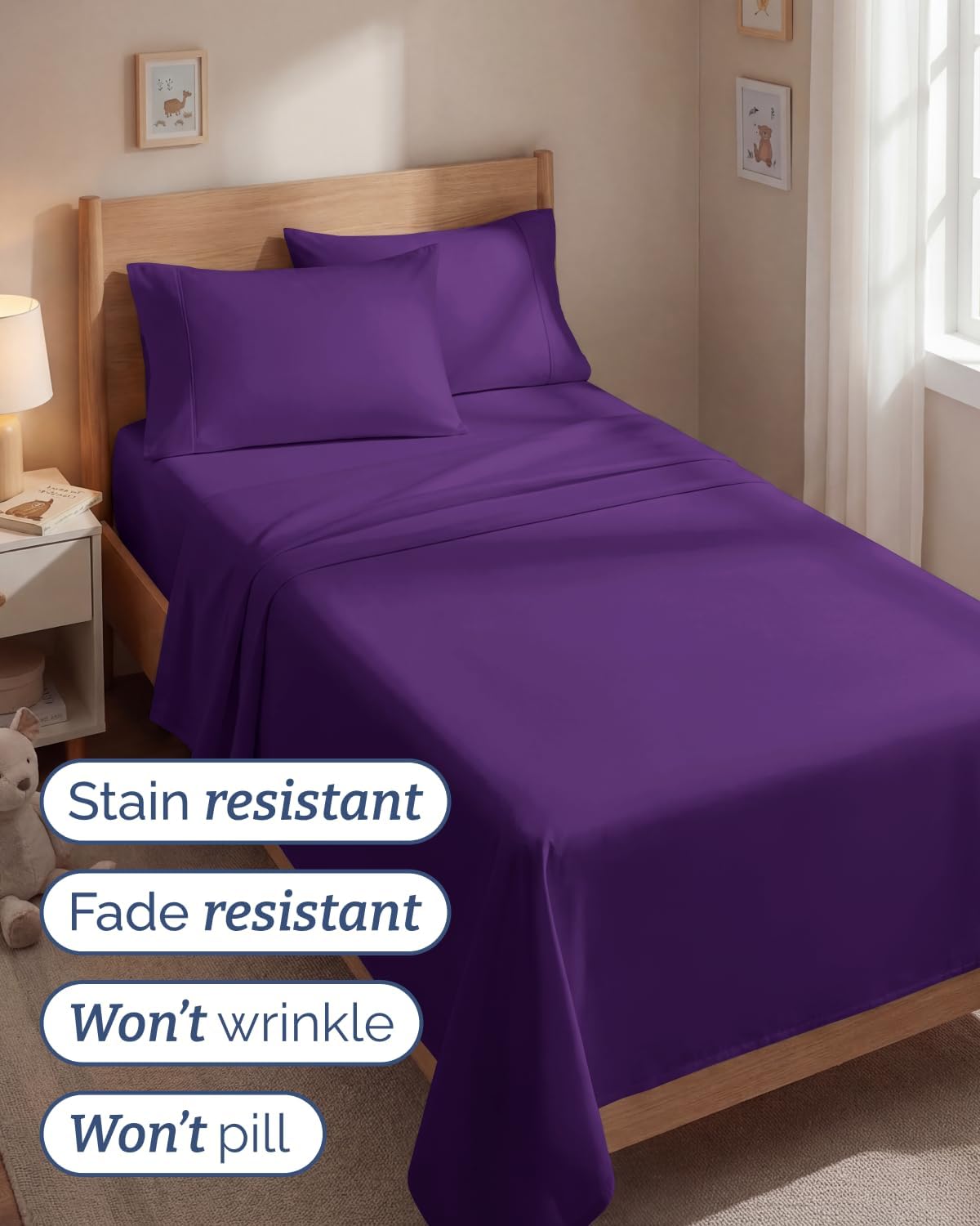Twin 4 Piece Sheet Set - Comfy, Breathable & Cooling - Hotel Luxury Bedding for Women, Men, Kids, Teens and Children - 1 Flat & 1 Fitted…